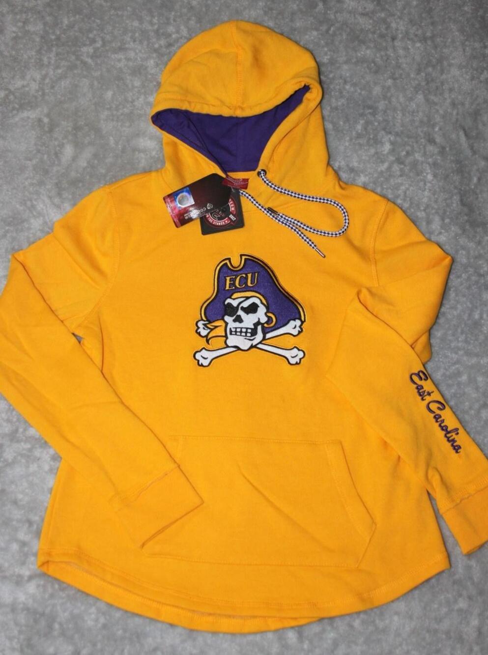 Colosseum Hoodie Womens M Yellow ECU Pirates Pullover Hooded Fleece Embroidered